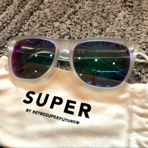 RetroSuperFuture Accessories - Clear Frame Flash Lens Sunglasses